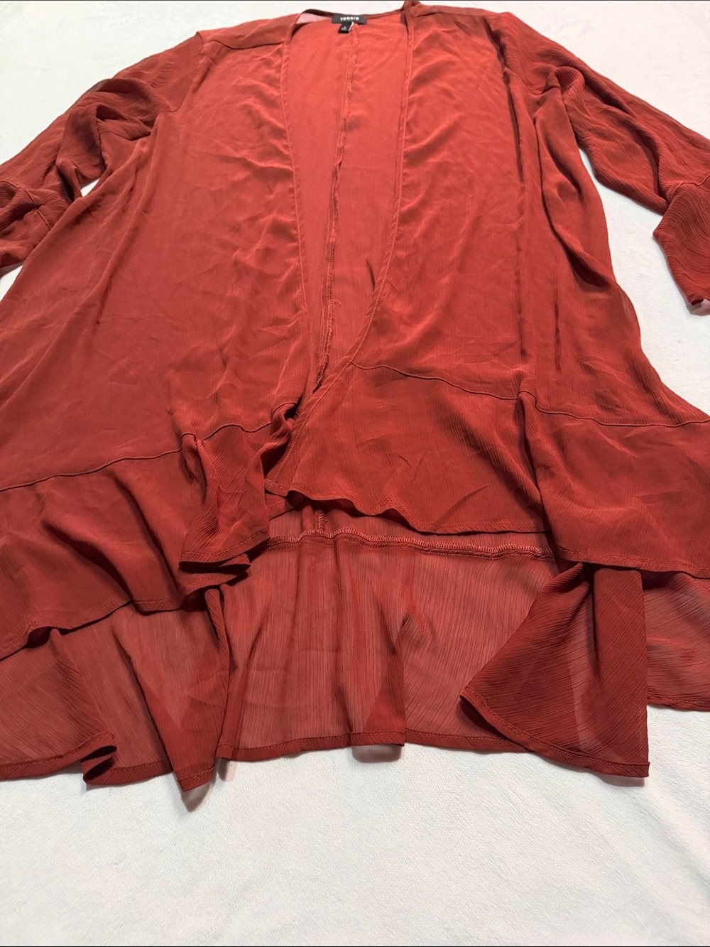 torrid Rust-Red Open Front ruffle duster - Picture 5 of 5